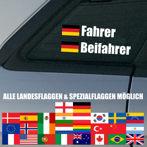Autoaufkleber name flagge - 2x,
