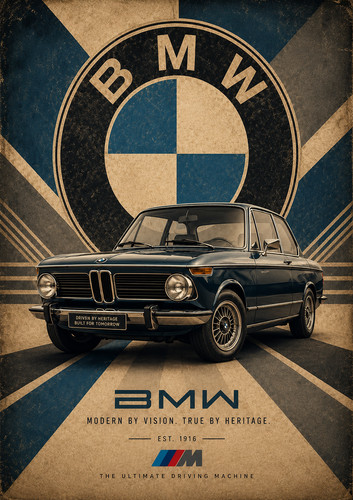 Vintage bmw classic - classic, poster